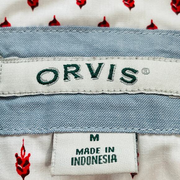 ORVIS Gray Heather Knit Pullover 1/4 Zip Contrast Red Floral Trim Top M - Picture 7 of 11